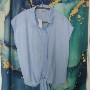 LOFT Sky Blue Button Down Shirt